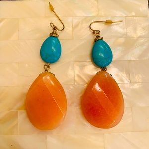 r j graziano earrings Blue Orange NWOT 3”